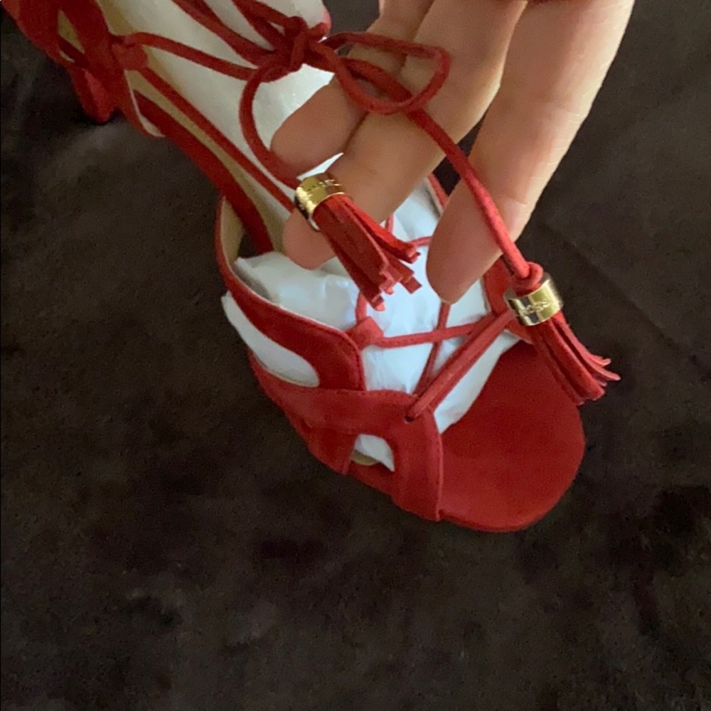 Michael Kors - Red suede lace pumps (NEW) - Picture 4 of 8